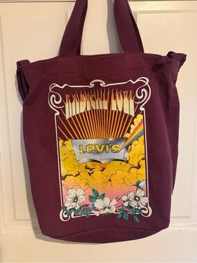 Levi's Purple 100% Cotton Pride Tote Bag Purse Cross Body Adjustable Strap